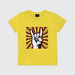 Футболка хлопковая детская Rock goat sign, цвет: желтый