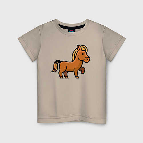 Детская футболка Маленький милый пони / Миндальный – фото 1