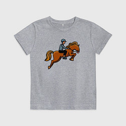 Футболка хлопковая детская Наездник на лошади, цвет: меланж
