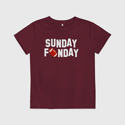 Футболка хлопковая детская Воскресенье день веселья - американский футбол, цвет: меланж-бордовый