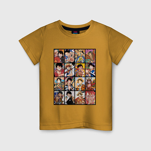 Детская футболка Такой разный Луффи - One Piece / Горчичный – фото 1