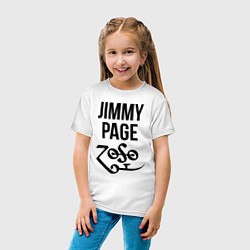 Футболка хлопковая детская Jimmy Page - Led Zeppelin - legend, цвет: белый — фото 2