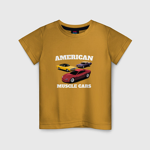 Детская футболка Dodge American Muscle Car / Горчичный – фото 1