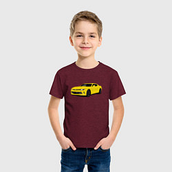 Футболка хлопковая детская Chevrolet Camaro American Car, цвет: меланж-бордовый — фото 2