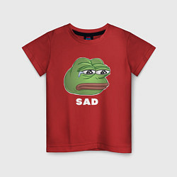 Футболка хлопковая детская Sad Pepe art, цвет: красный