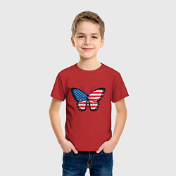 Футболка хлопковая детская Бабочка - США, цвет: красный — фото 2
