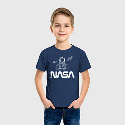 Футболка хлопковая детская Nasa - космонавт, цвет: тёмно-синий — фото 2