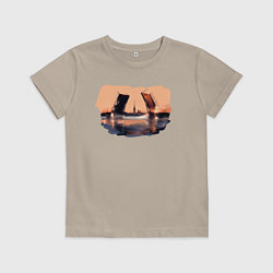 Футболка хлопковая детская Закат в Питере, цвет: миндальный