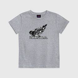 Футболка хлопковая детская Хонда логотип, цвет: меланж