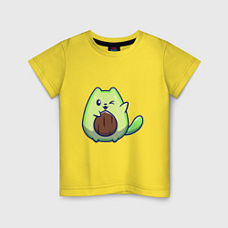 Футболка хлопковая детская Avocado green cat, цвет: желтый