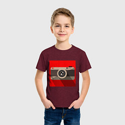 Футболка хлопковая детская Фотоаппарат flat, цвет: меланж-бордовый — фото 2