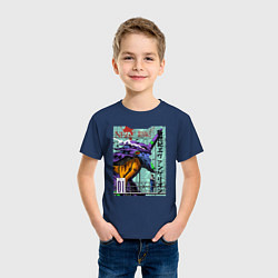 Футболка хлопковая детская EVA 01 Poster - Evangelion, цвет: тёмно-синий — фото 2