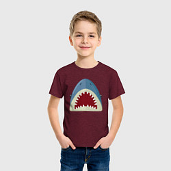 Футболка хлопковая детская Красивая акула, цвет: меланж-бордовый — фото 2