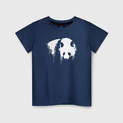 Футболка хлопковая детская Панда брызги белой краски, цвет: тёмно-синий
