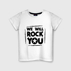 Футболка хлопковая детская We rock you, цвет: белый