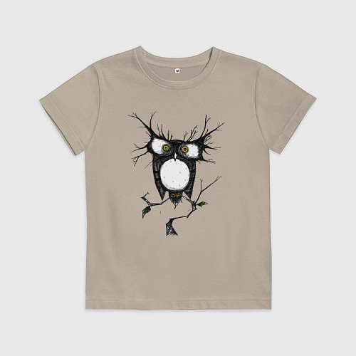 Детская футболка Сова и безумие / Миндальный – фото 1