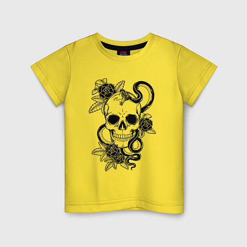 Детская футболка Калавера - мексиканский символ Дня мертвых / Желтый – фото 1