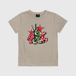 Футболка хлопковая детская Граффити Rock star, цвет: миндальный