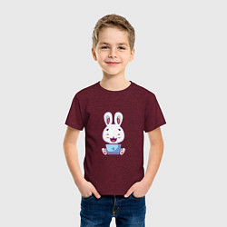 Футболка хлопковая детская Весёлый кролик, цвет: меланж-бордовый — фото 2