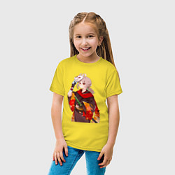 Футболка хлопковая детская Каэдэхара Кадзуха с мечом, цвет: желтый — фото 2