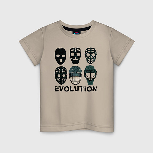 Детская футболка Эволюция вратарских масок / Миндальный – фото 1