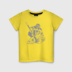 Футболка хлопковая детская Хоккейный вратарь, цвет: желтый
