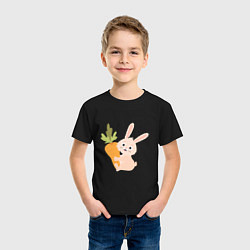Футболка хлопковая детская Кролик с морковкой, цвет: черный — фото 2