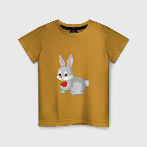 Детская футболка Кролик и сердечко / Горчичный – фото 1