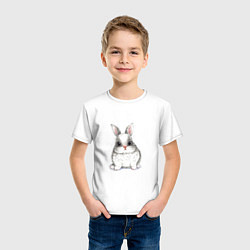 Футболка хлопковая детская Милый белый кролик, цвет: белый — фото 2