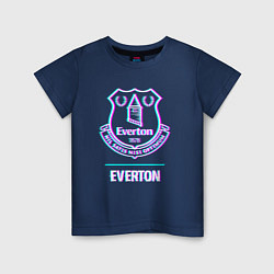 Футболка хлопковая детская Everton FC в стиле glitch, цвет: тёмно-синий