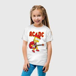 Футболка хлопковая детская AC DC Барт Симпсон, цвет: белый — фото 2