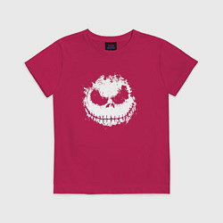 Футболка хлопковая детская Jack Skellington face, цвет: маджента