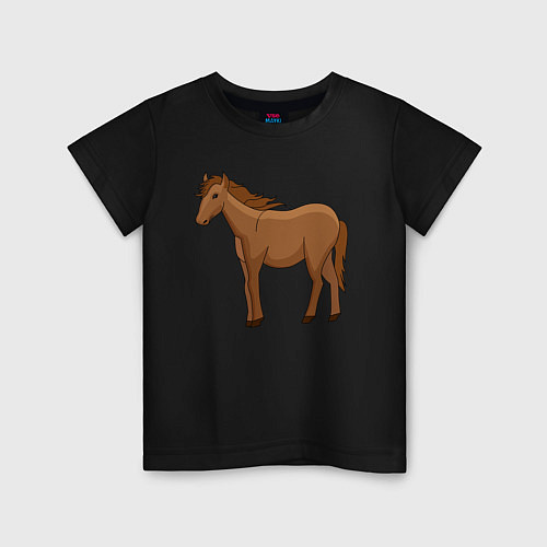 Детская футболка Милая лошадка / Черный – фото 1