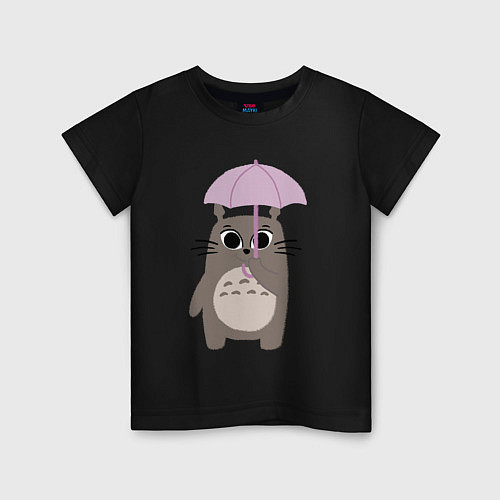 Детская футболка Тоторо с зонтом / Черный – фото 1