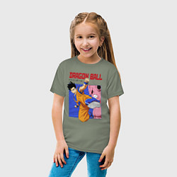 Футболка хлопковая детская Dragon Ball - Сон Гоку - Удар, цвет: авокадо — фото 2