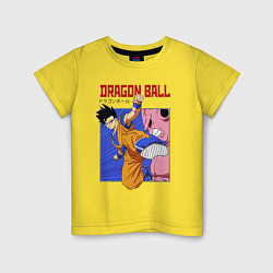 Футболка хлопковая детская Dragon Ball - Сон Гоку - Удар, цвет: желтый