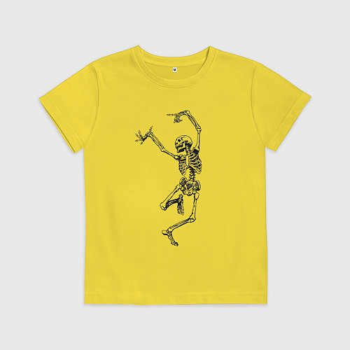 Детская футболка Скелет и балет / Желтый – фото 1