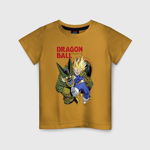 Детская футболка Dragon Ball Z - Cell vs Vegeta / Горчичный – фото 1