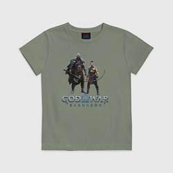 Футболка хлопковая детская Отец и сын GoW Ragnarok, цвет: авокадо