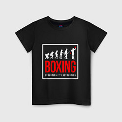 Футболка хлопковая детская Boxing evolution its revolution, цвет: черный