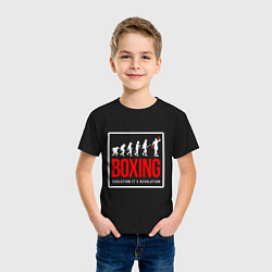 Футболка хлопковая детская Boxing evolution its revolution, цвет: черный — фото 2