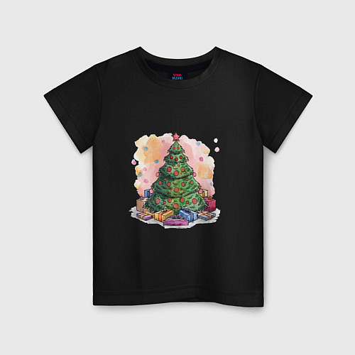 Детская футболка Праздничная ёлка / Черный – фото 1