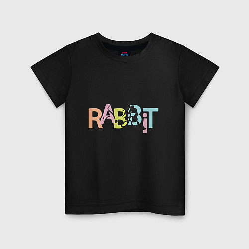 Детская футболка Иероглиф - кролик / Черный – фото 1