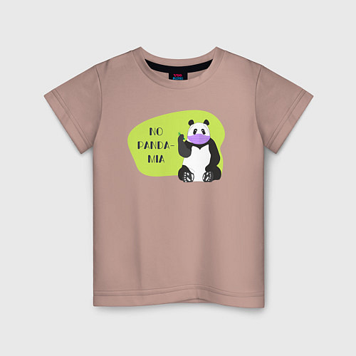 Детская футболка Панда - No pandamia / Пыльно-розовый – фото 1