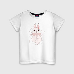 Футболка хлопковая детская Cute white rabbit, цвет: белый