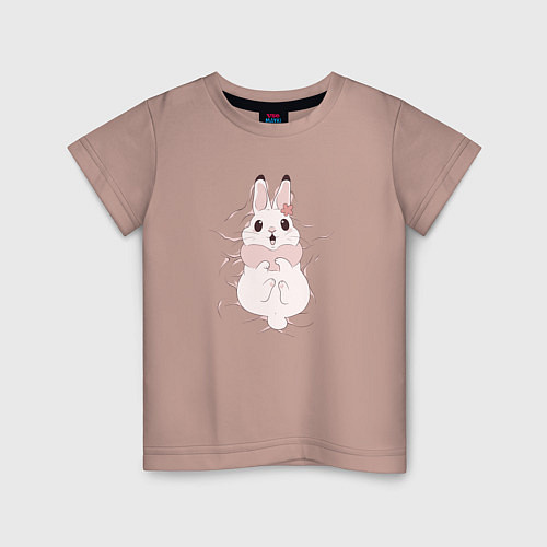 Детская футболка Cute white rabbit / Пыльно-розовый – фото 1