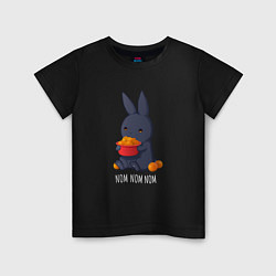 Футболка хлопковая детская Кролик и мандарины - Nom nom nom, цвет: черный