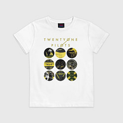 Футболка хлопковая детская Twenty One Pilots коллаж, цвет: белый