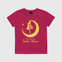 Футболка хлопковая детская Sailor Moon gold, цвет: маджента