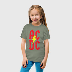 Футболка хлопковая детская AC DC logo, цвет: авокадо — фото 2